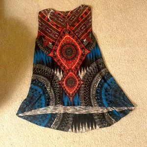 Ginger G Psychedelic Multicolor Knit Tank Top Boho Festival Summer Colorful